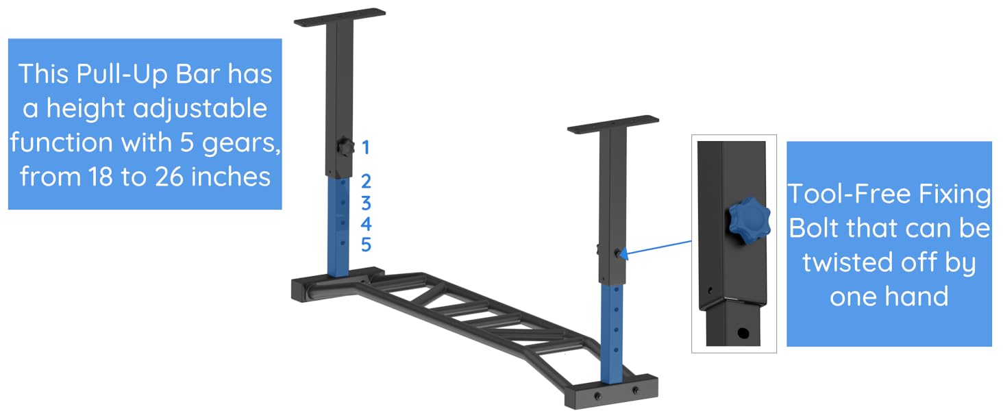 Kipika 48" Ceiling Mounted Pull Up Bar, Heavy Duty Multi