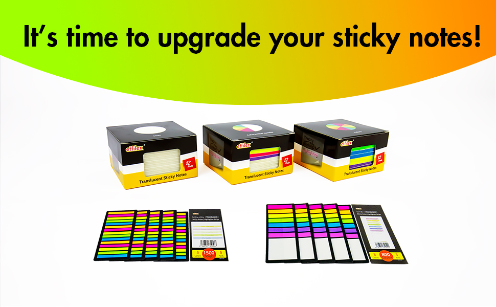 Transparent Sticky Notes, Pack of 12 Pads, Translucent Sticky Notes Set (Clear, 3" x 3" 600