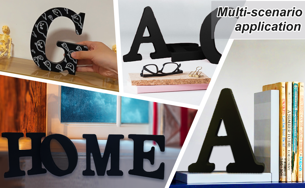 AOCEAN 6 inch Black Wood Letters Unfinished Wood Letters