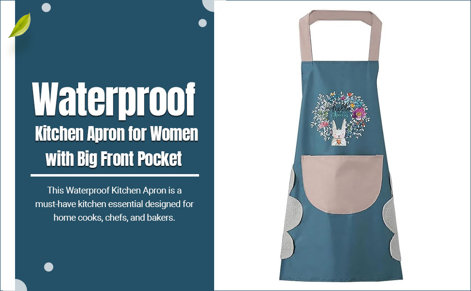 SPN-JGSP Waterproof Kitchen Apron for Women with Big Front Pocket