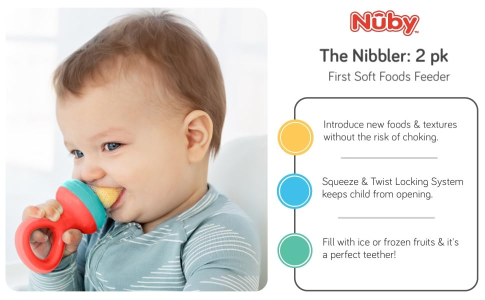 Nuby Nibbler Mesh First Soft Foods Feeder, 2pk, Coral