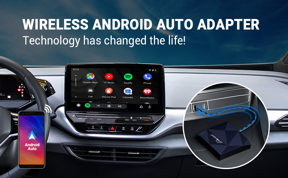 A2Air Wireless Android Auto Adapter 13s AutoConnect Fast Speed,2024