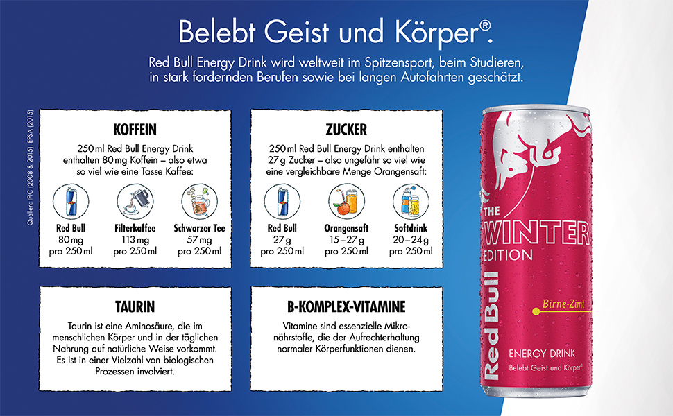 Red Bull Winter Edition BirneZimt 24er Palette Dosen Getränke, EINWEG (24 x 250 ml) Amazon