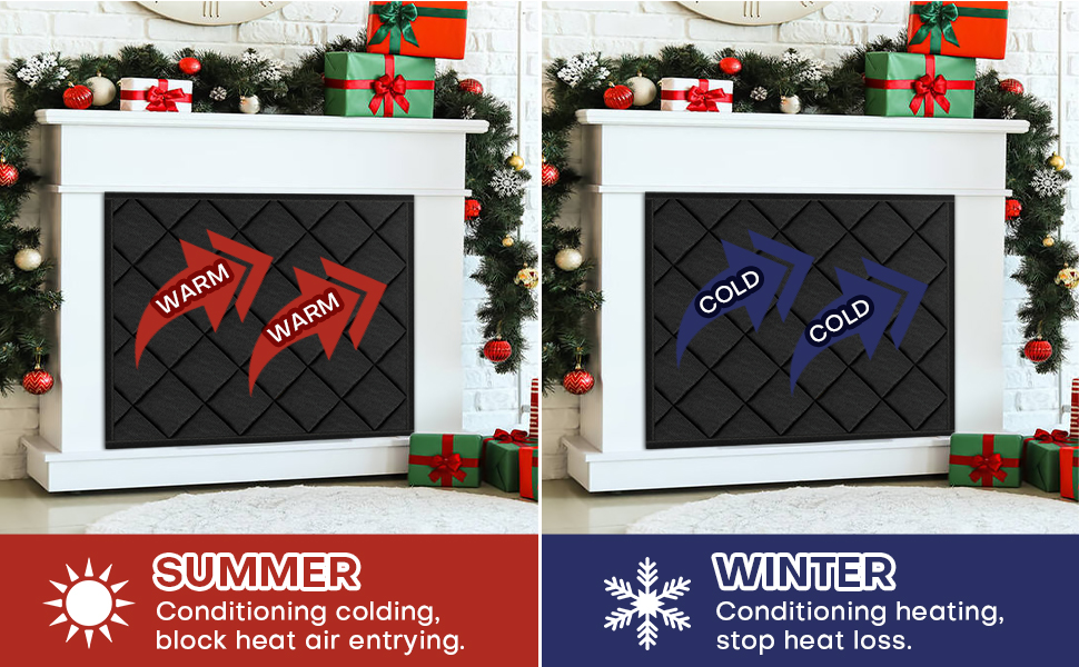 Fireplace Cover for Energy Saving, Fireplace Blanket with Complete