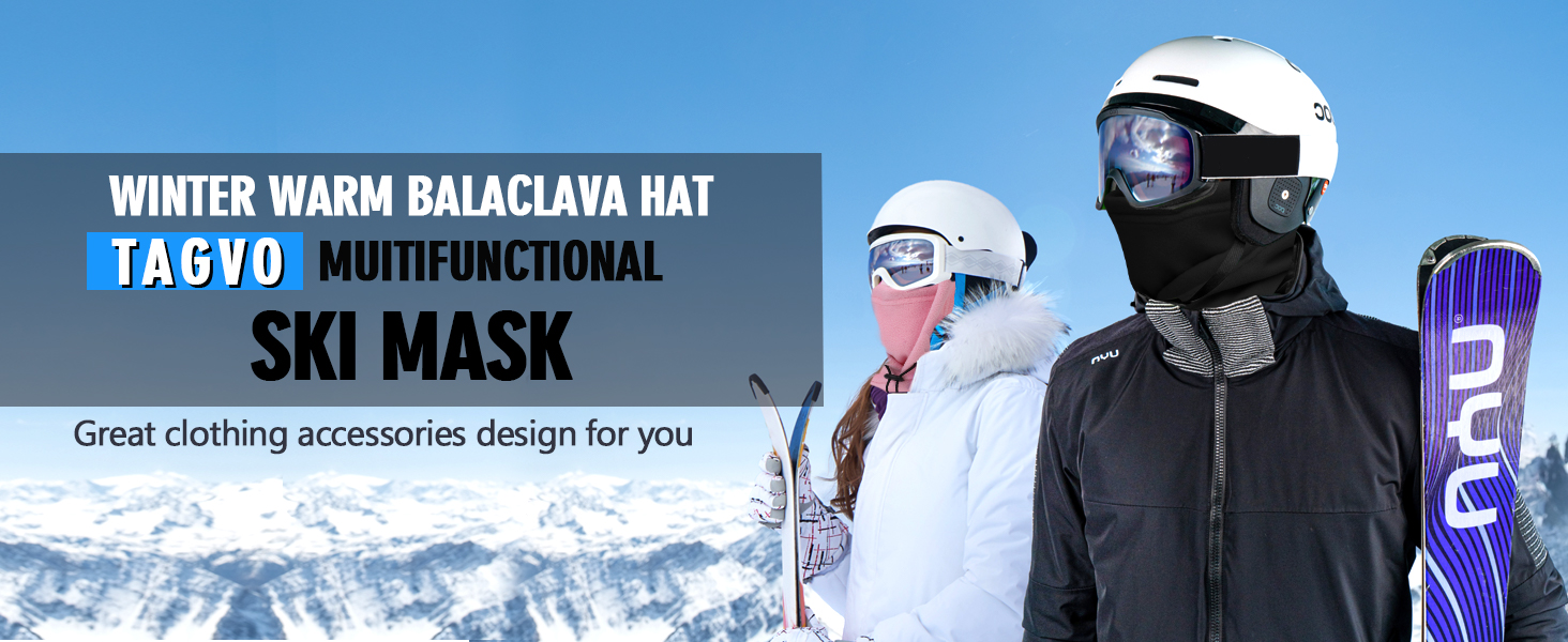 TAGVO Balaclava Windproof Ski Mask Thermal Fleece Hood Winter Multipurpose Use Unisex Face Mask Warm&Breathable Face Cover Heavyweight Neck Warmer for Winter Outdoor Sports 9 LPC831兜帽