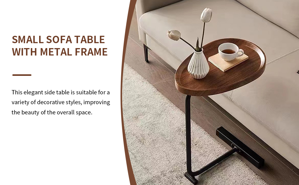 LETESA CShaped Side Table Set of 2, End Table for Couch, Small Sofa Table with