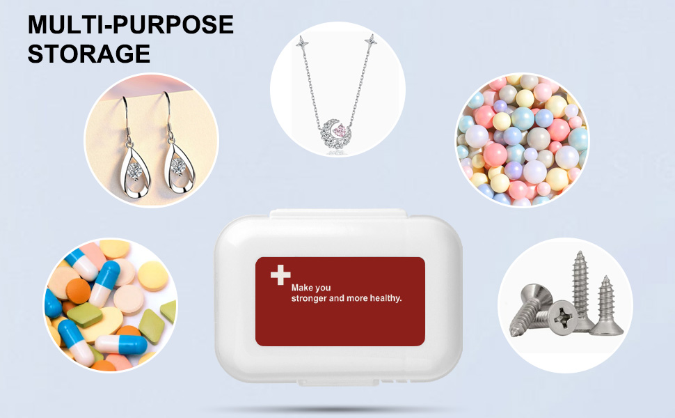 1Pack Travel Pill Organizer, 8 Compartment Portable Pill