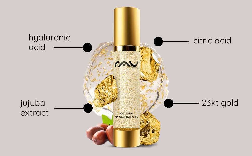 rau cosmetics golden gel 23kt gold luxury skin care antiaging anti wrinkles dry skin face gel