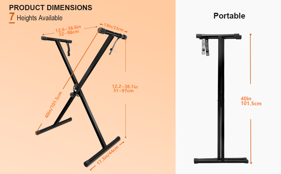 LETSROCK Adjustable Keyboard Stand SingleX Piano Stand