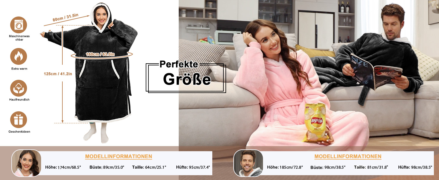 TOMEEK Übergroße Sherpa Hoodie Decke