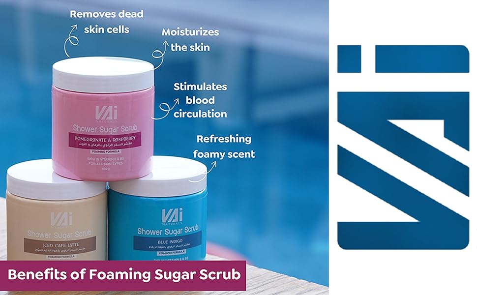 Globalstar Vai Naturals Foaming Sugar Scrub 600g–Exfoliating & Hydrating– Pomegranate & Raspberry