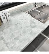 STICKEEP White Grey Marble Contact Paper Self Adhesive Marble Wallpaper Peel and Stick Waterproof...