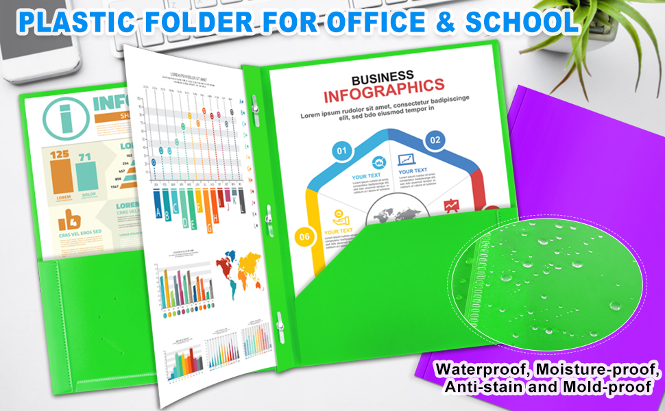 VOpitos 8 Packs 2 Pocket Folders with 3 Prongs Fastener