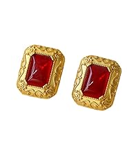 Amazon.com: 14K Gold over S925 Vintage Style Square Cut Ruby