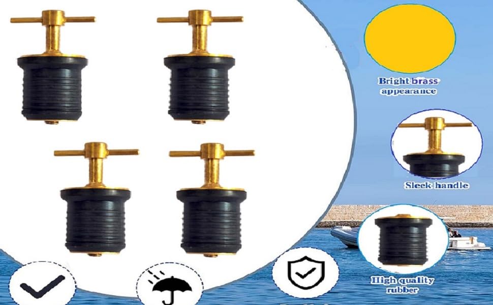 Pack of 4 Brass 1" THandle Twist Type Compression Rubber