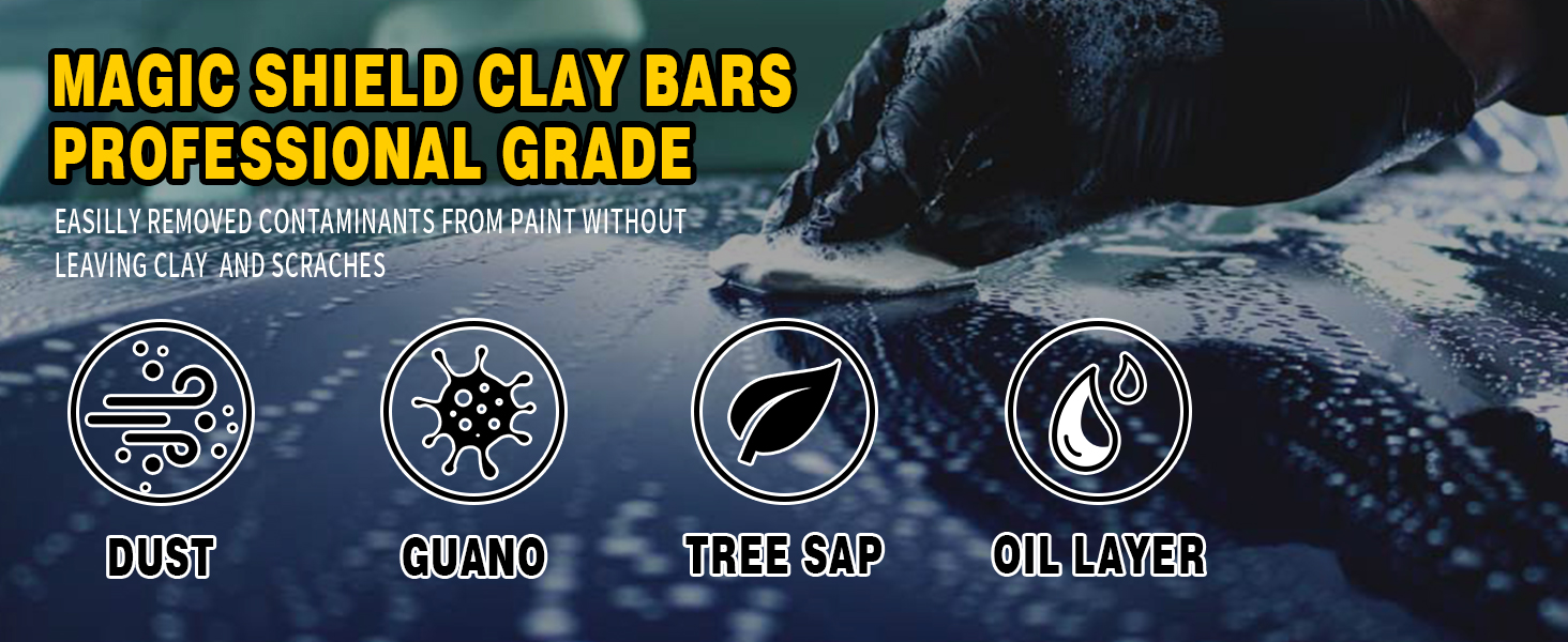 Magic Shield Clay Bar Kit ProfessionalGrade Car Detailing, Deep