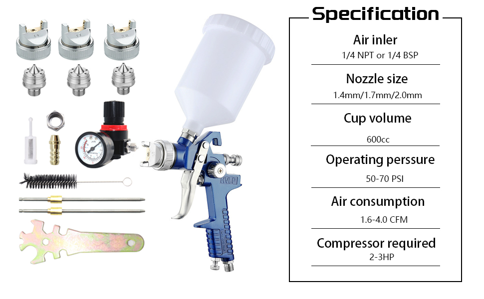 Nefepho Auto Paint Spray Gun Kit HVLP Gravity Feed Spray