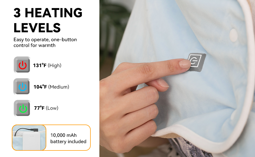 USB Heated Blanket Throw Battery Operated 30"x40" Portable