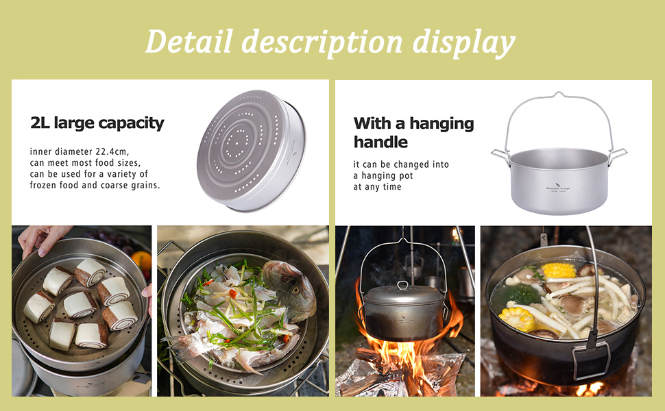 iBasingo Titanium Plate Ultralight Metal Dish Outdoor Camping Portable Tableware