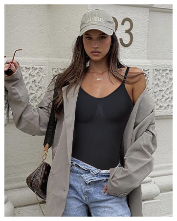 sleeveless v-neck bodysuit