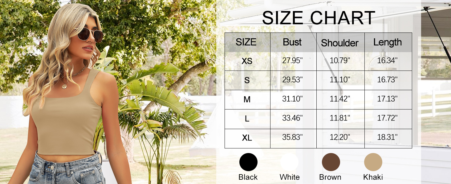 EFAN Womens Going Out Tops Summer Sleeveless Crop Tops Square Neck