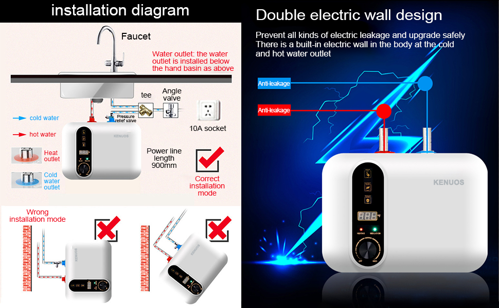 KENUOS Instant Hot Water Heater Electric 110/120V Mini Tank