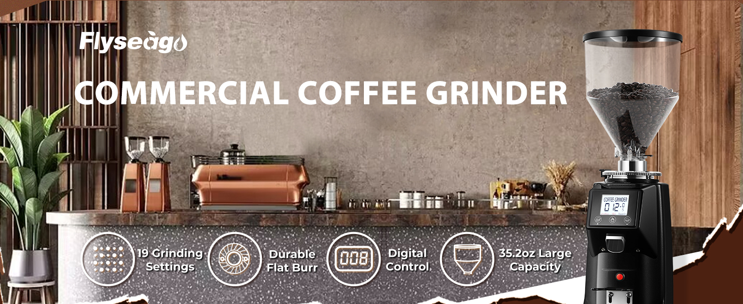 Flyseago Electric Coffee Grinder Flat Burr Grinder Coffee