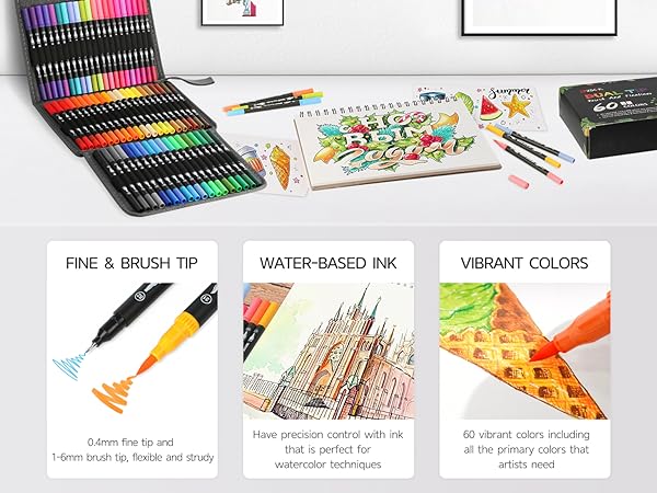 Amazon.com: ZSCM 60 Colors Markers for Adult Coloring Books