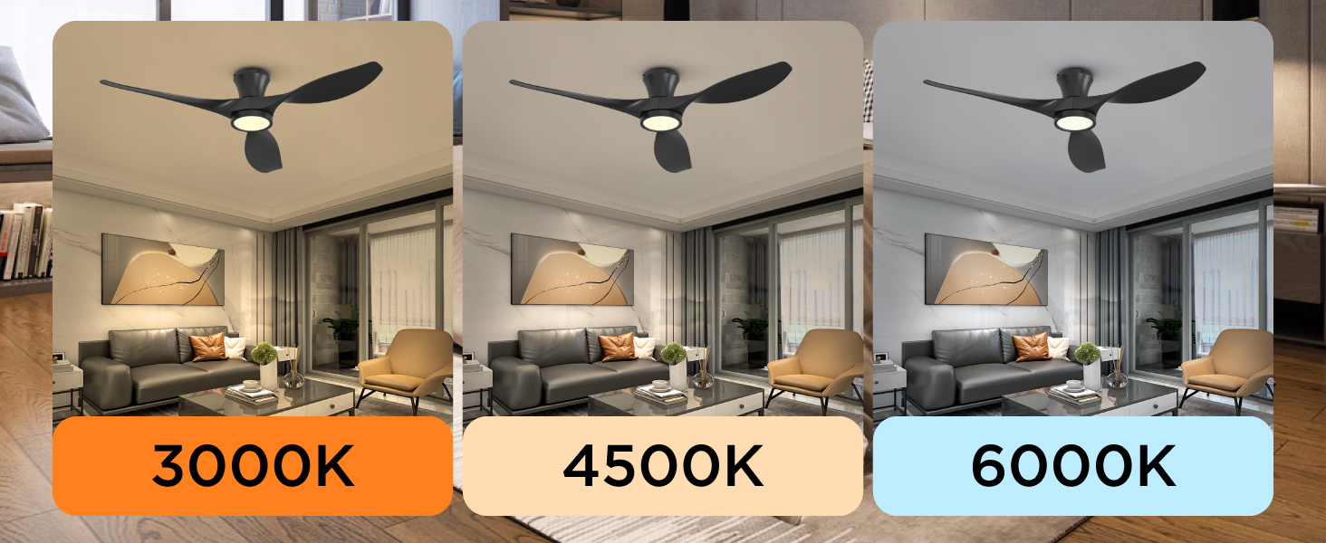 TALOYA 52 Inch Ceiling Fan with Light Led Remote Control Flush Mount Low Profile Black
