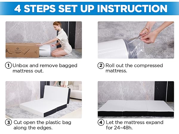 Amazon.com: Roxzo Folding Mattress, 6 inch Single Tri
