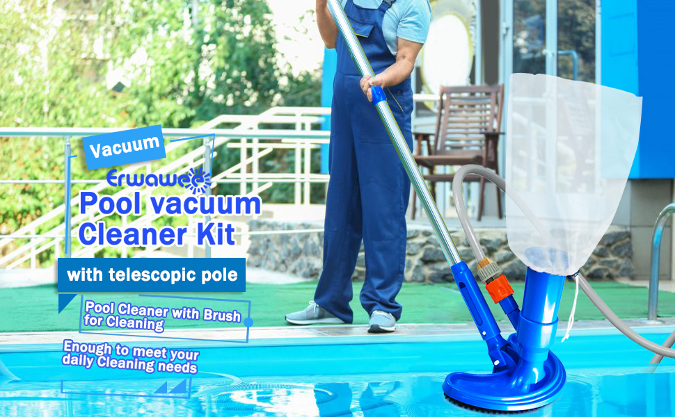 Pool Vacuum Cleaners Set with Telescopic Pole,Brush