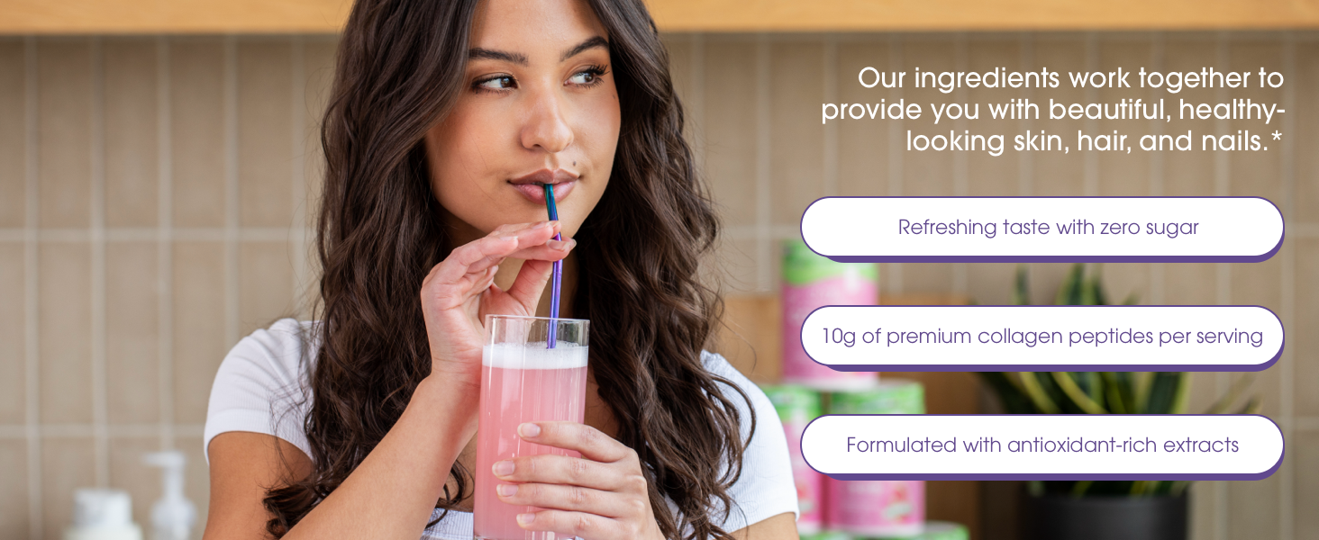 collagen powder hyaluronic acid smooth skin nail hair growth vitamin biotin keratin multivitamin