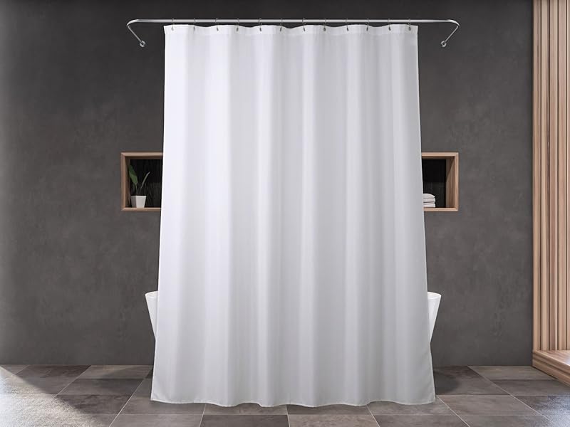White Extra Long Shower Curtain 96 Inch White Linen