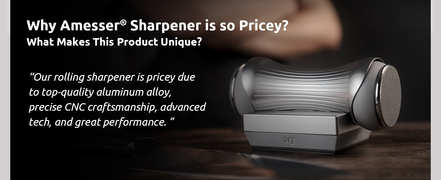 Rolling Knife Sharpener, Amesser Kitchen Sharpener with 360