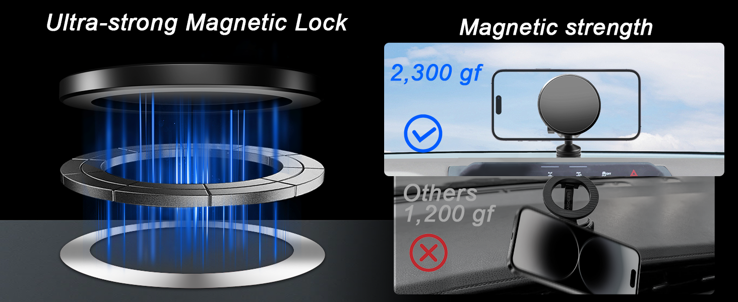 Ford Bronco Magnetic Phone Holder has a strong magnetic force of 2,300gf to firmly hold your phone.