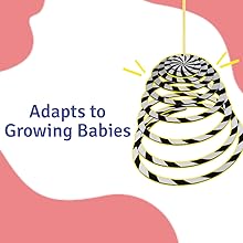 Wooden spiral hanging mobile stating that it is compatible for varied age