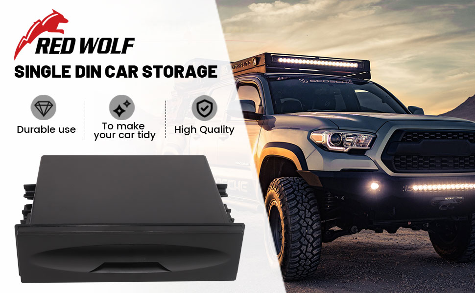 RED WOLF Car Radio Stereo Single Din Storage Box Dash Trim
