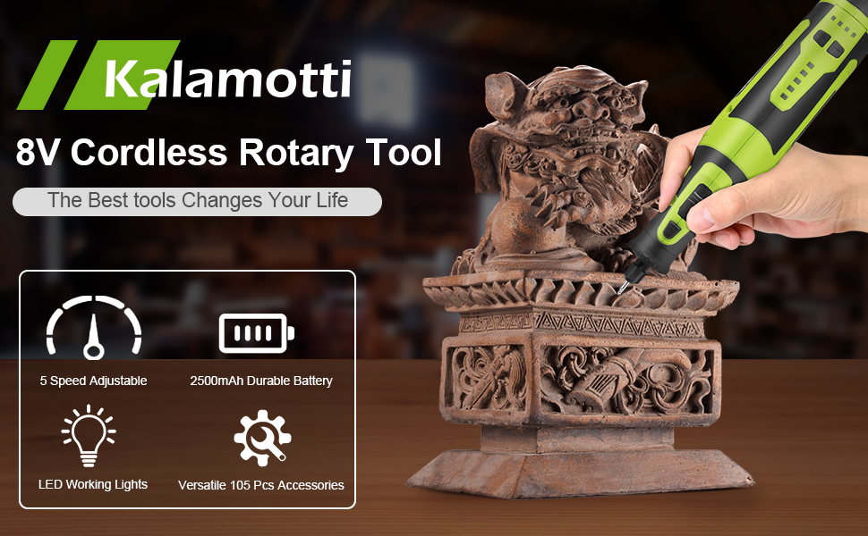 Kalamotti Cordless Rotary Tool, 8V Power Rotary Tool, 5000