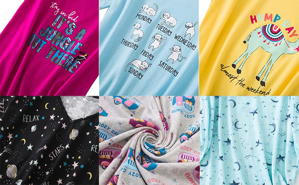 women pjs set sleepwear cotton blend cat camper sheep capri pants short sleeve shirt