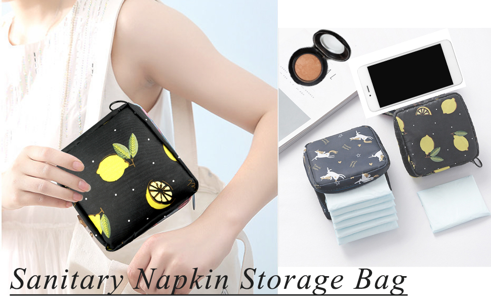 Sanitary Napkin Storage Bag, 2pack Sanitary Towel Holder Period Kit Bag