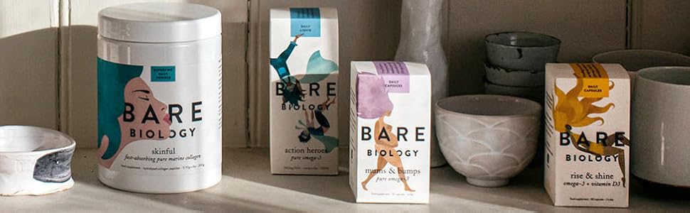 Bare biology range of omega 3 and collagen supplements