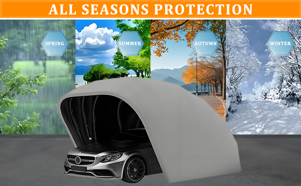 Stainless Steel Grey Carport, Foldable Retractable Car Awning,