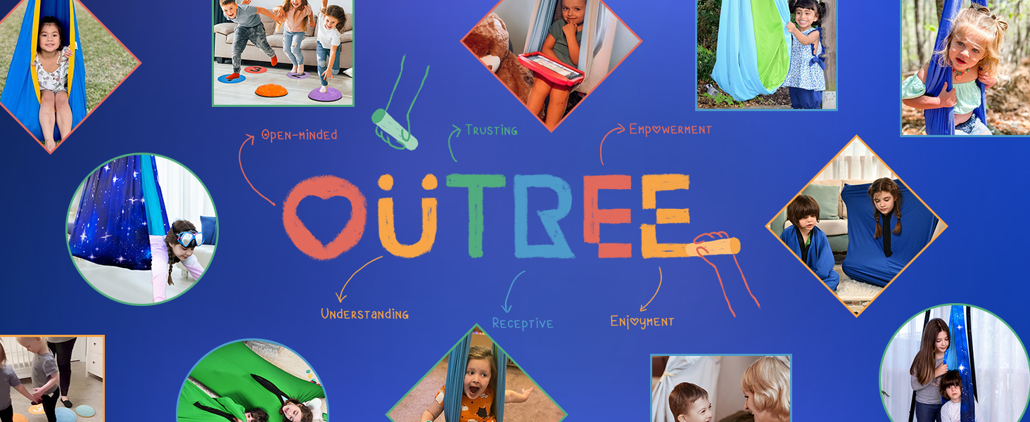 OUTREE Light Up Pod Swing Seat, Sensory Swing with LED Light, Cotton Kids Chair for Indoor and Outdoor, Hammock Chair Easy to Install, Blue 18 pod swing, sensory swing, hammock swing, kids hammock chair, kids swing, toddler swing