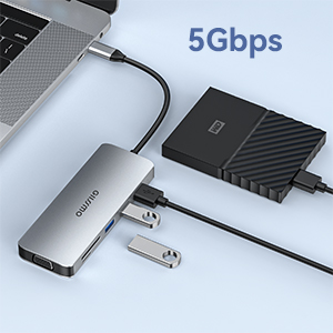 USB C Hub, Docking Station, GIISSMO 9-in-1 USB-C Triple Display Docking Station with 3 USB 3.0