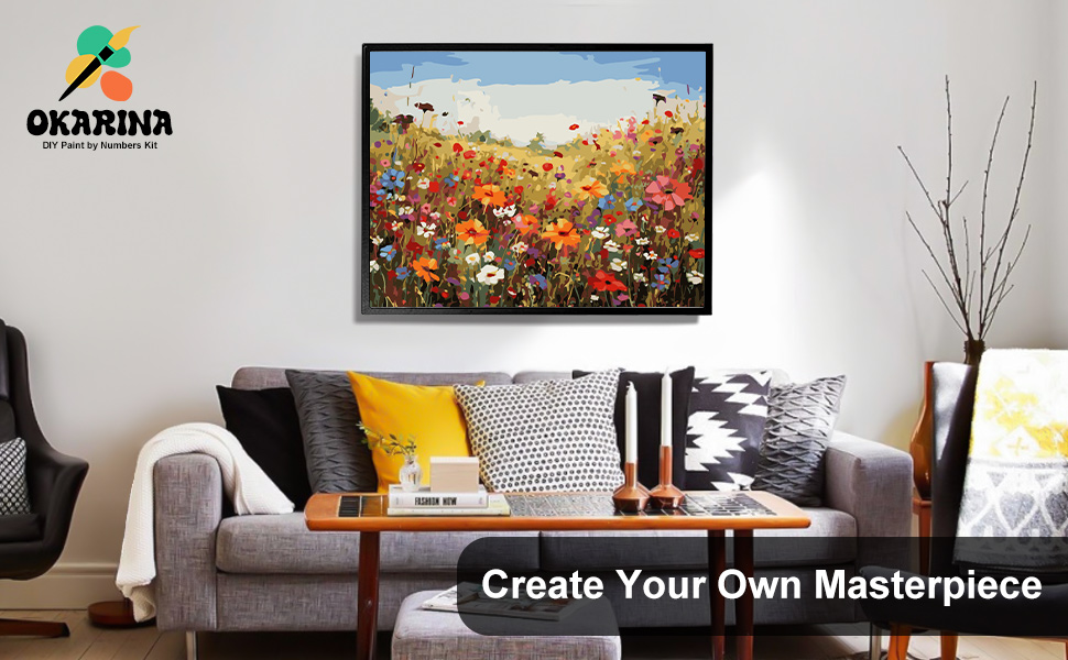 Okarina Paint by Numbers Kit for Adults Beginner Flowers