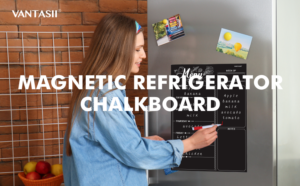 Refrigerator Chalkboard,Weekly Menu, Meal Planner, Grocery