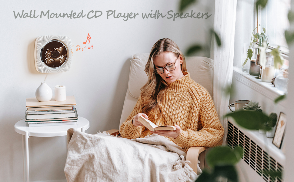 wall mounted cd player with speakers