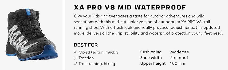 新品 Salomon XA PRO V8 MID CSWP J 21.5 XA PRO V8 MID WATERPROOF Junior - Kids' Shoes | Salomon