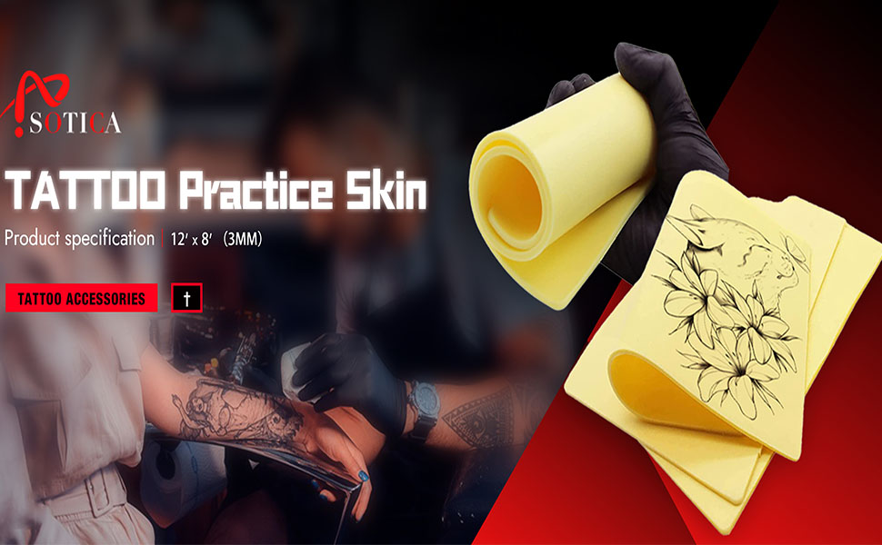 3MM Tattoo Practice Skin SOTICA 3PCS Fake Skin Tattoo 8×12" Fake