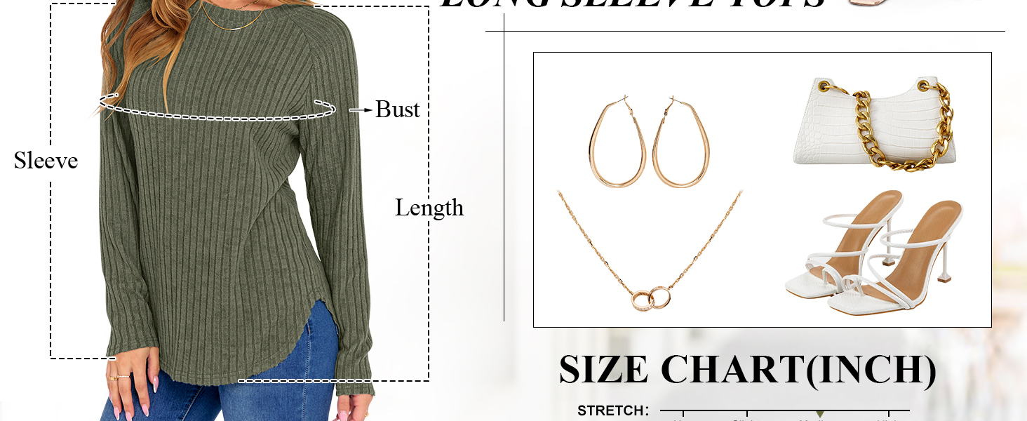 Womens Long Sleeve Tops Crewneck Tunic Shirts Casual Loose Fit Lightweight Sweaters